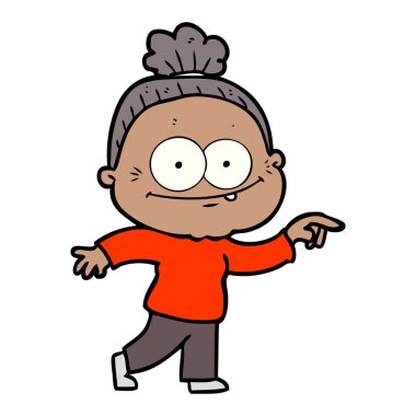 karikatür mutlu yaşlı kadın