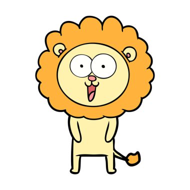 mutlu karikatür aslan vektör çizim