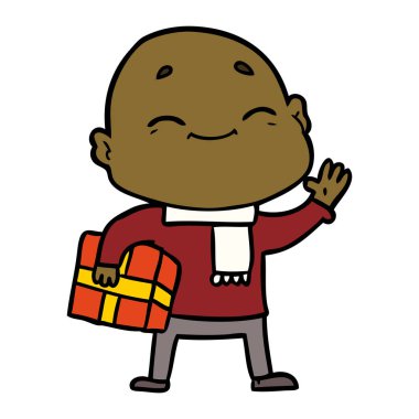 mutlu karikatür kel adam