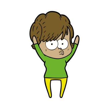 Çizgi filmdeki kadının vektör çizimi