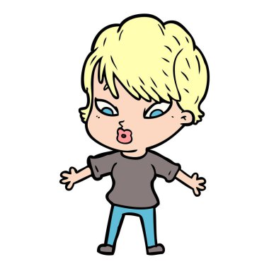 Çizgi filmdeki kadının vektör çizimi