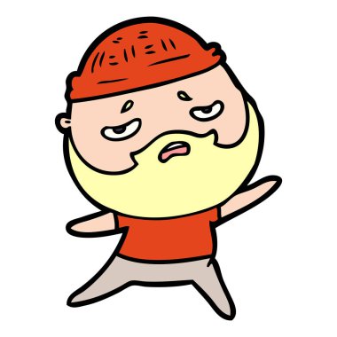 Sakallı endişeli adam çizgi film