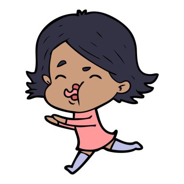 çizgi film kız yüz çekerek