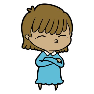 Çizgi filmdeki kadının vektör çizimi