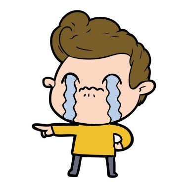 vektör çizim karikatür adam ağlıyor