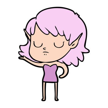 vektör çizim karikatür elf kızı