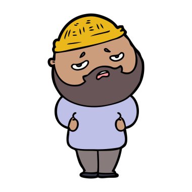 Sakallı endişeli adam çizgi film