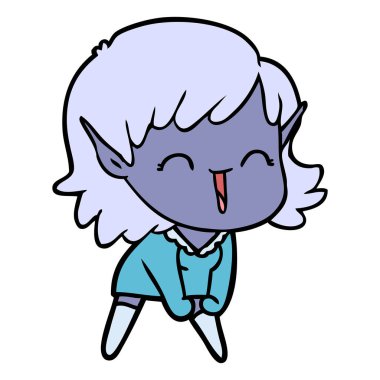 vektör çizim karikatür elf kızı