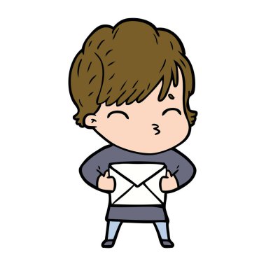 vektör çizim karikatür kadın düşünme