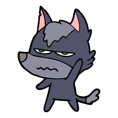 vektör çizim karikatür rahatsız kurt