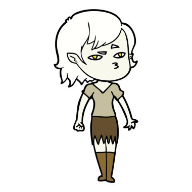 Çizgi filmdeki vampir kızın vektör çizimi