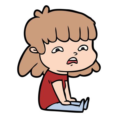 vektör çizim karikatür endişeli kadın