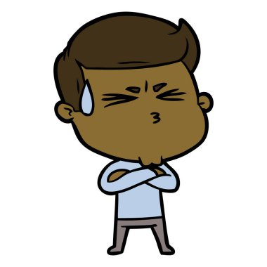  vektör çizim karikatür adam terleme