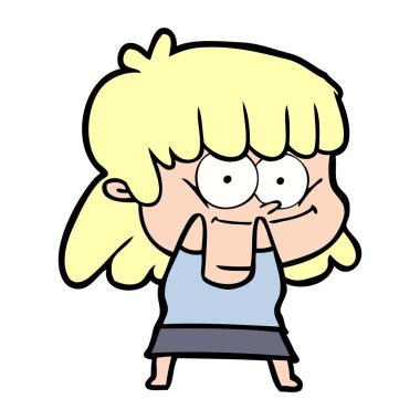 vektör çizim karikatür gülümseyen kadın