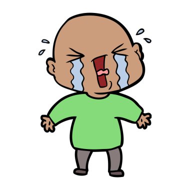 çizgi film ağlayan kel adam