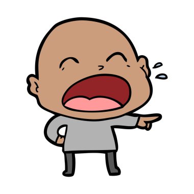 karikatür bağırarak kel adam