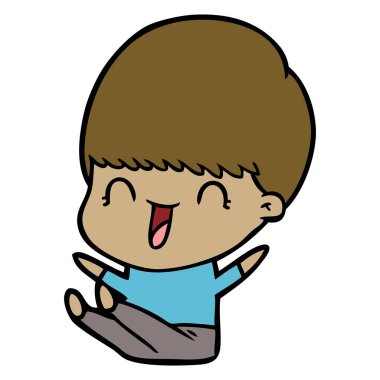 mutlu çizgi film çocuk vektör çizim