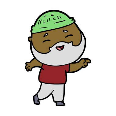 Çizgi film mutlu sakallı adam