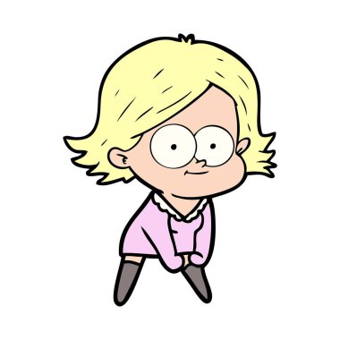 mutlu çizgi film kız vektör çizim