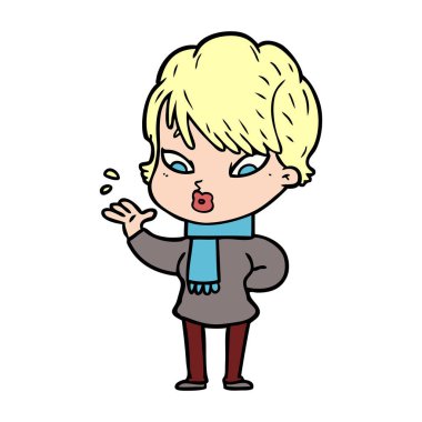 Çizgi filmdeki kadının vektör çizimi