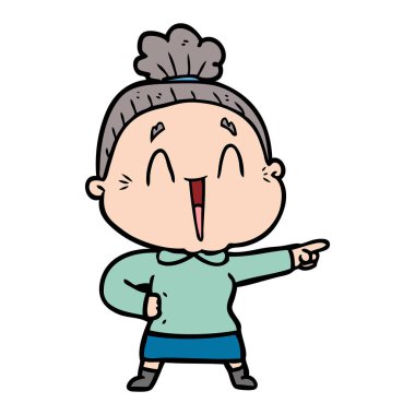 karikatür mutlu yaşlı kadın