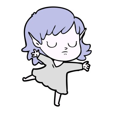 vektör çizim karikatür elf kızı