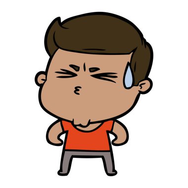  vektör çizim karikatür adam terleme