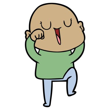 mutlu karikatür kel adam