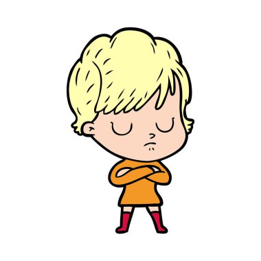 Çizgi filmdeki kadının vektör çizimi 