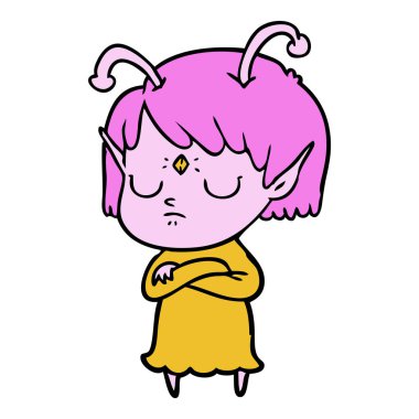 vektör çizim karikatür uzaylı kız