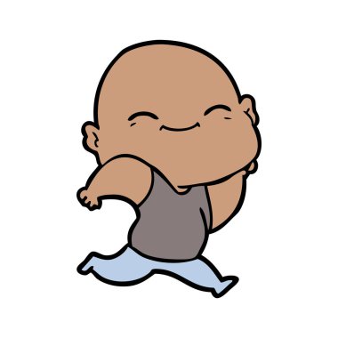 karikatür mutlu kel adam