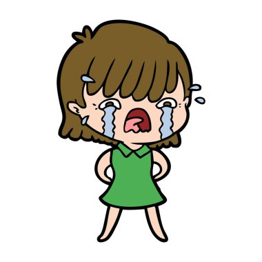 vektör çizim karikatür kız ağlıyor