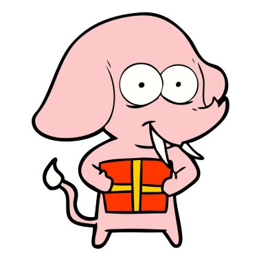 hediye ile mutlu çizgi fil