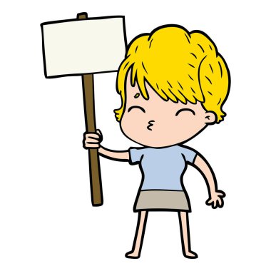 vektör çizim karikatür kadın düşünme