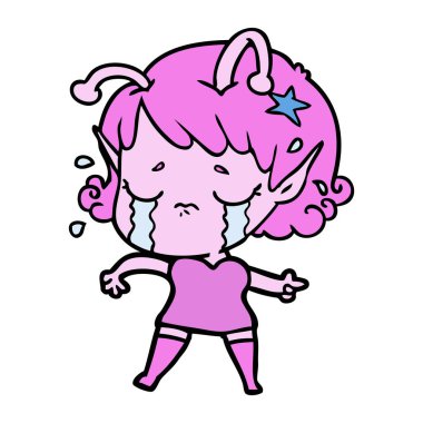 ağlayan uzaylı kız çizgi film