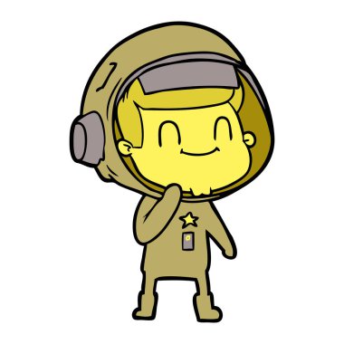 mutlu karikatür astronot vektör çizim