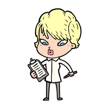 Çizgi filmdeki kadının vektör çizimi 