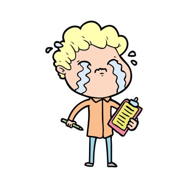 vektör çizim karikatür adam ağlıyor