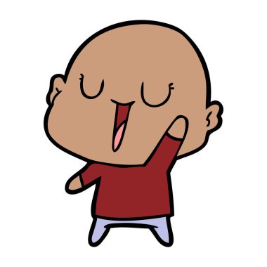 mutlu karikatür kel adam