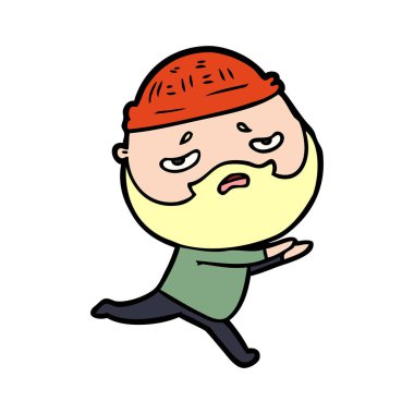 Sakallı endişeli adam çizgi film