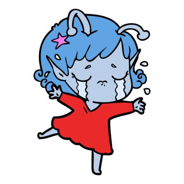 ağlayan uzaylı kız çizgi film