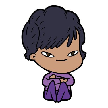 vektör çizim karikatür mutlu kadın