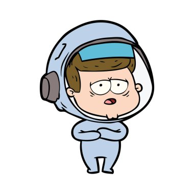 vektör çizim karikatür yorgun astronot