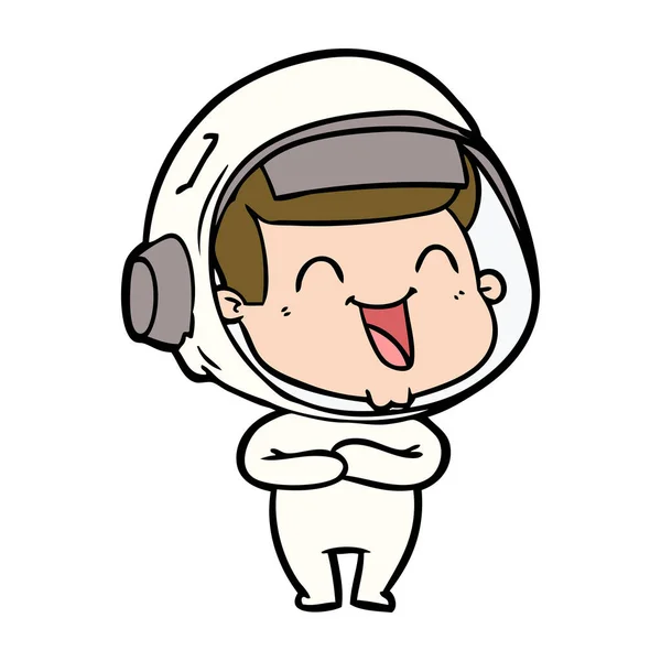 Vector Illustration Happy Cartoon Astronaut — Stock Vector