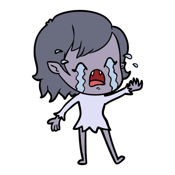 Desenho Animado Chorando Vampiro Menina — Vetor de Stock