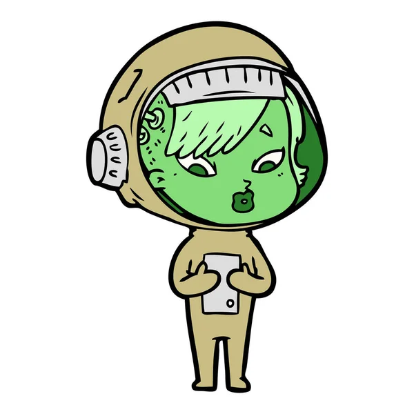 Vektor Illustration Von Cartoon Astronautin — Stockvektor