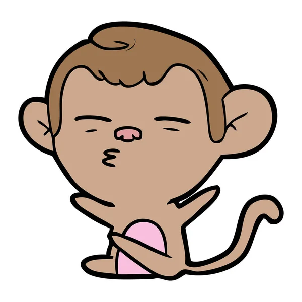 Vector Illustration Cartoon Suspicious Monkey — Stock Vector