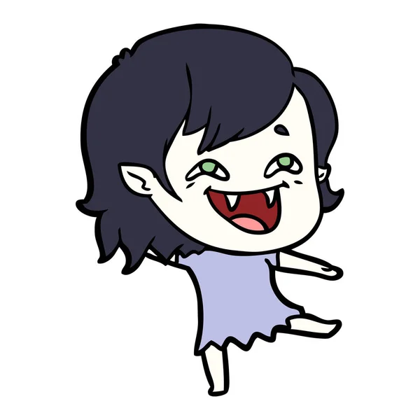 Desenho Animado Rindo Vampiro Menina — Vetor de Stock