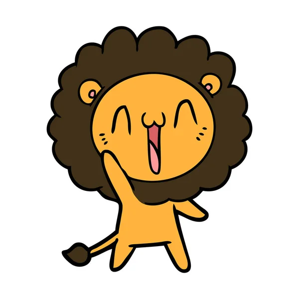 Vector Illustration Happy Cartoon Lion — Stock Vector