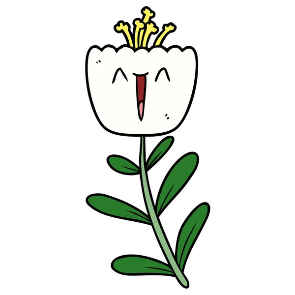 Ilustración Vectorial Flor Dibujos Animados Feliz — Archivo Imágenes Vectoriales